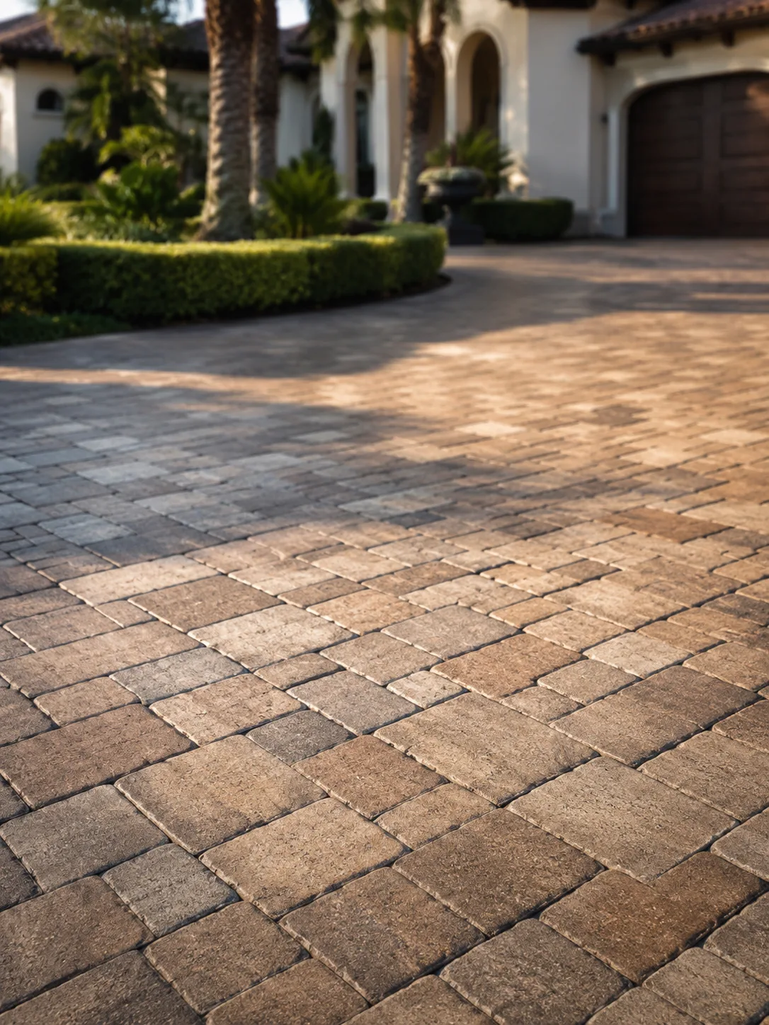 Sealed Mediterranean-style driveway entrance
